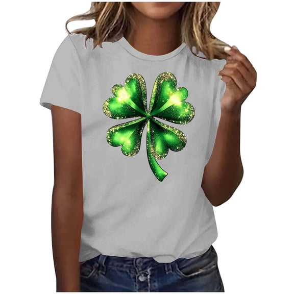 MELDVDIB Womens St. Patrick's Printed T-Shirts Basic Short Sleeve Summer Tops Fashion Casual Light Weight Crewneck Pullover Tees