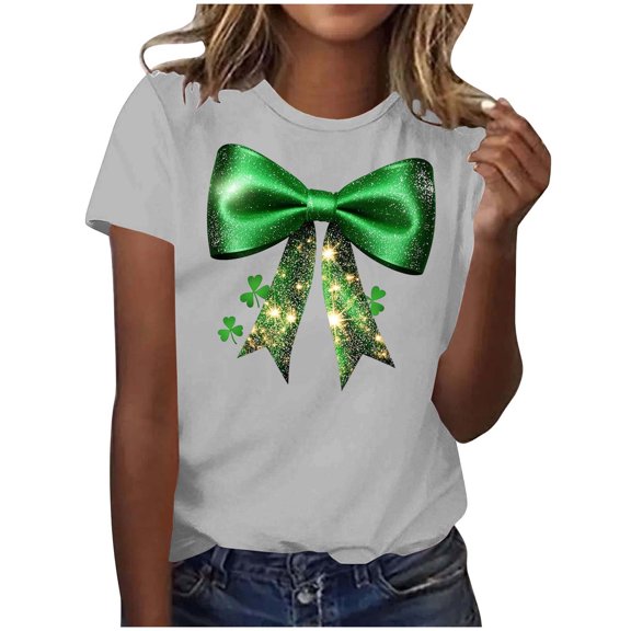 MELDVDIB Womens St. Patrick's Printed T-Shirts Basic Short Sleeve Summer Tops Fashion Casual Light Weight Crewneck Pullover Tees