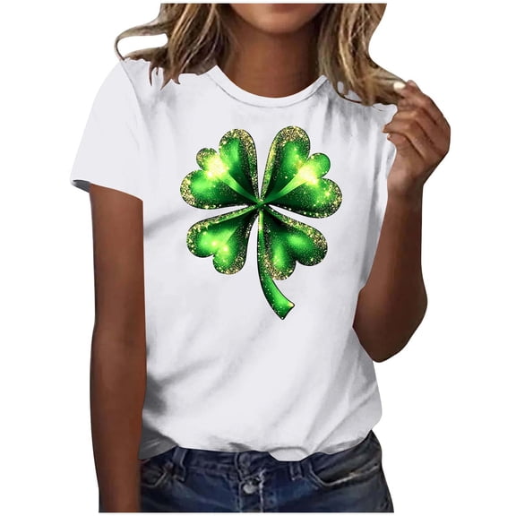 MELDVDIB Womens St. Patrick's Printed T-Shirts Basic Short Sleeve Summer Tops Fashion Casual Light Weight Crewneck Pullover Tees