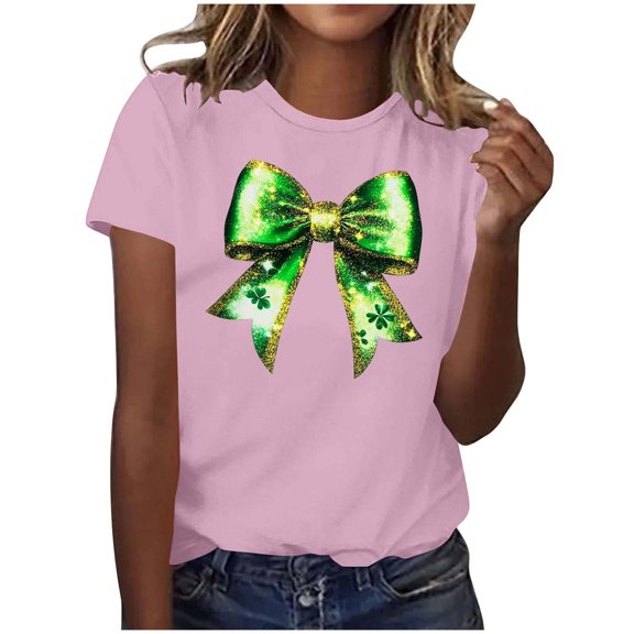 MELDVDIB Womens St. Patrick's Printed T-Shirts More Styles Basic Short Sleeve Summer Tops Fashion Casual Light Weight Crewneck Pullover Tees
