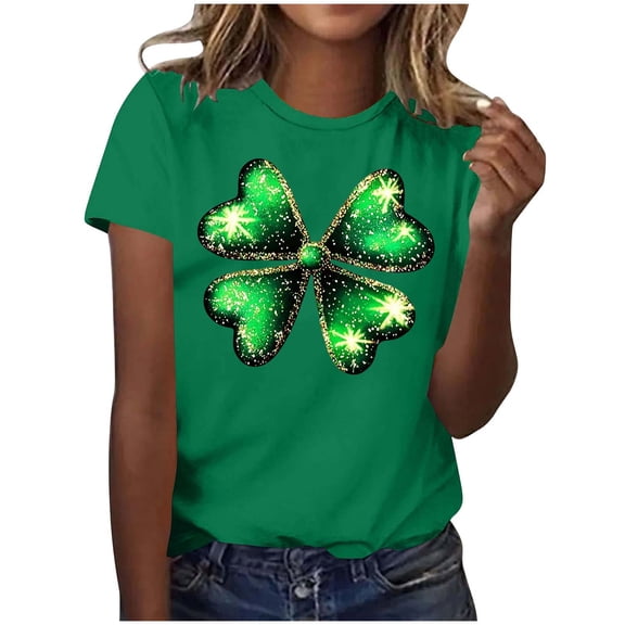 MELDVDIB Womens St. Patrick's Printed T-Shirts More Styles Basic Short Sleeve Summer Tops Fashion Casual Light Weight Crewneck Pullover Tees
