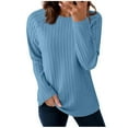 thumbnail image 1 of MELDVDIB Womens Sweater Knit Fall Winter Solid Color Long Sleeve Loose Pullover Tops Trendy Casual Stretch Comfy Crewneck Lounge Outfit Sky Blue XL, 1 of 7