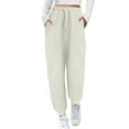 thumbnail image 1 of MELDVDIB Womens Sweatpant Checkered Taper Elastic Waisted Joggers Fashion Casual Solid Color Stretch Comfy Lounge Trousers with Pocket White M, 1 of 4