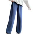 thumbnail image 1 of MELDVDIB Womens Sweatpant Fleece Baggy Drawstring Elastic Waisted Wide Leg Pants Fashion Casual Solid Color Lounge Trousers with Pockets Blue L, 1 of 3