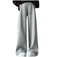 thumbnail image 1 of MELDVDIB Womens Sweatpant Fleece Baggy Drawstring Elastic Waisted Wide Leg Pants Fashion Casual Solid Color Lounge Trousers with Pockets Gray S, 1 of 6
