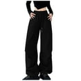 thumbnail image 1 of MELDVDIB Womens Sweatpants Baggy Drawstring Elastic Waist Wide Leg Pant Fashion Casual Solid Color Lounge Trousers with Pockets Black M, 1 of 3