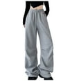thumbnail image 1 of MELDVDIB Womens Sweatpants Baggy Drawstring Elastic Waist Wide Leg Pant Fashion Casual Solid Color Lounge Trousers with Pockets Gray M, 1 of 4