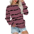 thumbnail image 1 of MELDVDIB Womens Sweatshirt Fall Winter Color Block Long Sleeve Hoodless Sweatshirt Fashion Casual Crewneck Pullover Tops with Pocket Pink L, 1 of 5