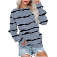 thumbnail image 1 of MELDVDIB Womens Sweatshirt Fall Winter Color Block Long Sleeve Hoodless Sweatshirt Fashion Casual Crewneck Pullover Tops with Pocket Sky Blue L, 1 of 5