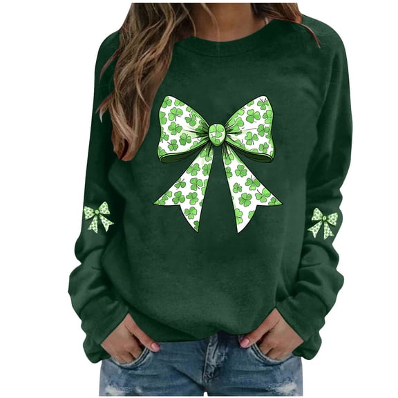 MELDVDIB Womens Sweatshirts St. Patrick's Printed Fashion Casual Long Sleeve Shirts Oversized Light Weight Crewneck Pullover Tops Outfits