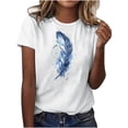 thumbnail image 1 of MELDVDIB Womens T-Shirt Fashion Print Basic Short Sleeve Summer Tops Light Weight Crewneck Pullover Tees Blouse, 1 of 4