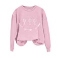 thumbnail image 1 of MELDVDIB Womens Thanksgiving Sweatshirt Funny Printed Fashion Casual Solid Color Oversized Hoodless Sweatshirt Fall Winter Long Sleeve Loose Pullover Tops Pink L, 1 of 7