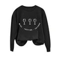 thumbnail image 1 of MELDVDIB Womens Thanksgiving Sweatshirt Funny Printed Fashion Casual Solid Color Oversized Hoodless Sweatshirt Fall Winter Long Sleeve Loose Pullover Tops Black M, 1 of 6