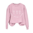 thumbnail image 1 of MELDVDIB Womens Thanksgiving Sweatshirt Funny Printed Fashion Casual Solid Color Oversized Hoodless Sweatshirt Fall Winter Long Sleeve Loose Pullover Tops Pink S, 1 of 7