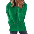 thumbnail image 1 of MELDVDIB Womens Zip Up Hoodies Fall Winter Long Sleeve Oversized Hooded Sweatshirts Fashion Casual Solid Color Stretch Comfy Jacket Tops with Pocket Green M, 1 of 5
