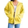thumbnail image 1 of MELDVDIB Womens Zip Up Hoodies Fall Winter Long Sleeve Oversized Sweatshirt Fashion Casual Solid Color Hooded Jacket with Pockets Yellow 2XL, 1 of 6