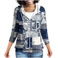 thumbnail image 1 of MELDVDIB Womens Zip-up Hoodies Fall Winter Long Sleeve Hooded Sweatshirts Fashion Casual Printed Jacket with Pocket Blue M, 1 of 7