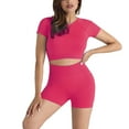 thumbnail image 1 of MELDVDIB Workout Set for Womens Quick Dry Crewneck Short Sleeve Crop Tops High Waist Shorts Breathable Stretchy Slim Sweatsuit, 1 of 3