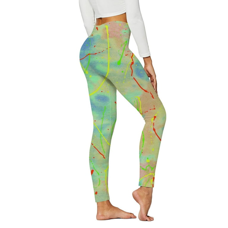 MELDVDIB Yoga Pants for Women Girls Skinny Tie-dyed Printed High Waist Workout  Leggings Casual Running 4 Way Stretch Long Pants on Clearance 