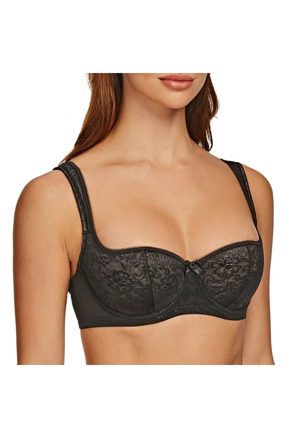 Balconette Underwire Sexy Lace Bra for Women Black 32E