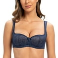 thumbnail image 1 of MELENECA Balconette Underwire Sexy Lace Bra for Women Blue 42E, 1 of 3