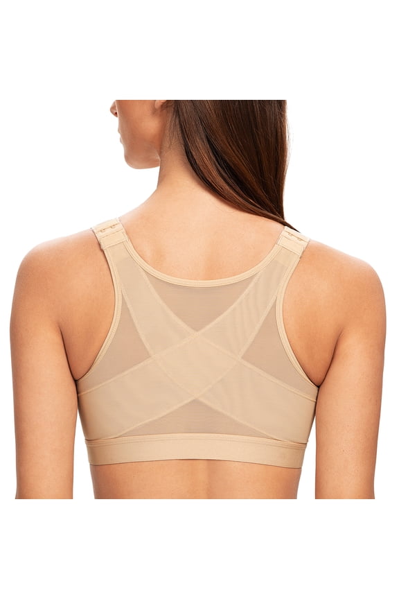 Female Front Closure Wirefree Posture Bra for Women Almond 38DD