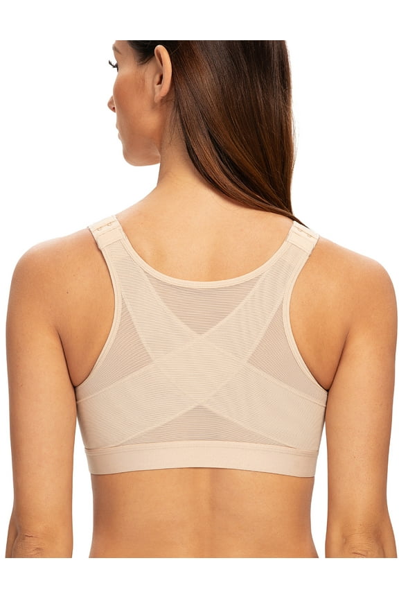 Female Front Closure Wirefree Posture Bra for Women Beige 38C