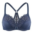 thumbnail image 1 of MELENECA Female Racerback Front Closure Unlined Underwire Bra for Women Blue 34E, 1 of 5