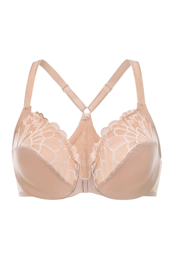 Female Racerback Front Closure Unlined Underwire Bra for Women Cappuccino 42F