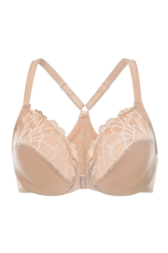 Female Racerback Front Closure Unlined Underwire Bra for Women Cappuccino 44DD