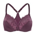 thumbnail image 1 of MELENECA Female Racerback Front Closure Unlined Underwire Bra for Women Grape Wine 40B, 1 of 5
