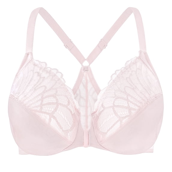 MELENECA Female Racerback Front Closure Unlined Underwire Bra for Women Soft Pink 42E