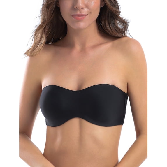 MELENECA Strapless Bra Minimizer with Underwire for Women Black 36DD