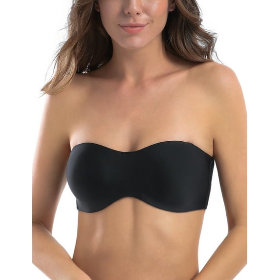 MELENECA Strapless Bra Minimizer with Underwire for Women Black 44C