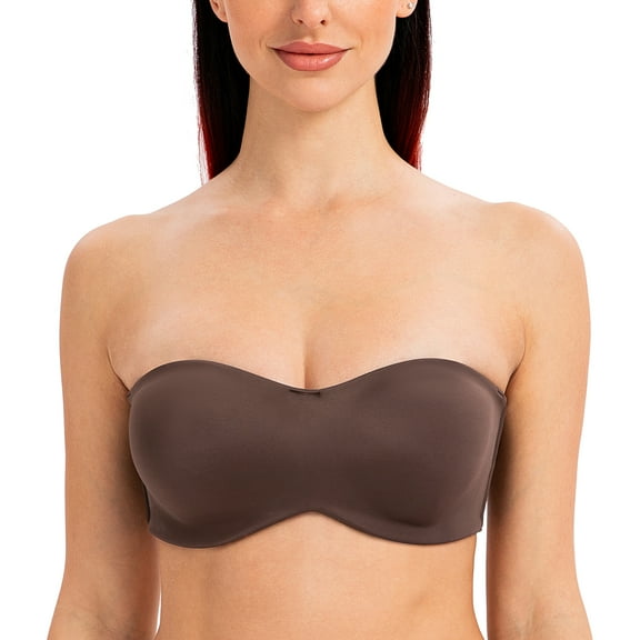MELENECA Strapless Bra Minimizer with Underwire for Women Espresso 32B