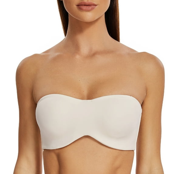 MELENECA Strapless Bra Minimizer with Underwire for Women Off White 34G