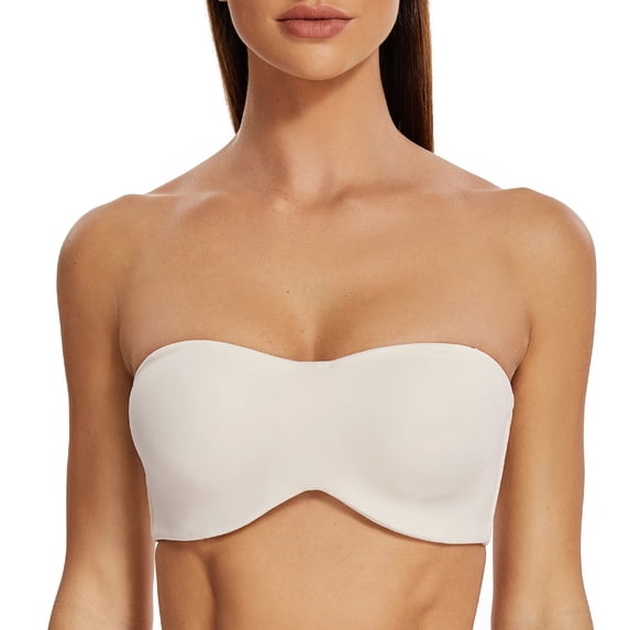 MELENECA Strapless Bra Minimizer with Underwire for Women Off White 36G