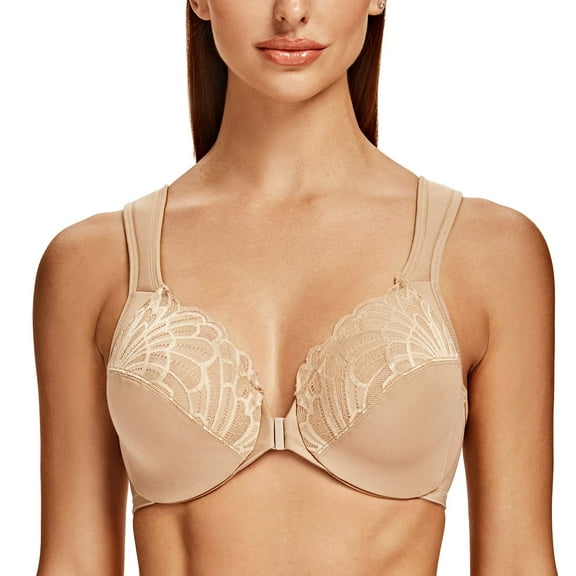 MELENECA Underwire Front Closure Bras for Women Almond 48B