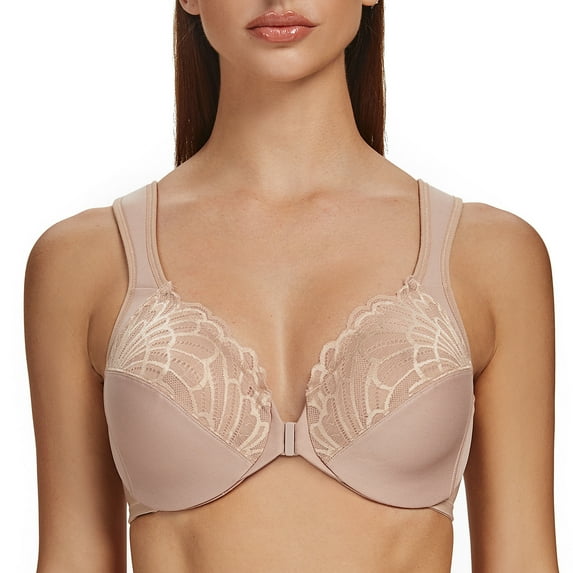 MELENECA Underwire Front Closure Bras for Women Beige 44F