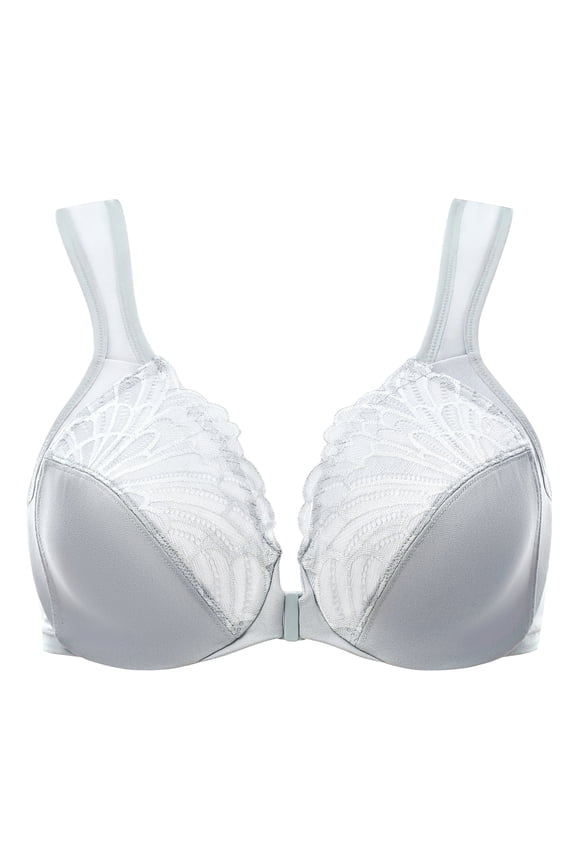 Underwire Front Closure Bras for Women Gray 34F