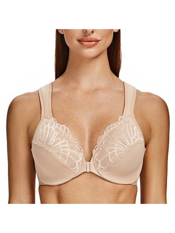 Underwire Front Closure Bras for Women Pale Nude 40DD