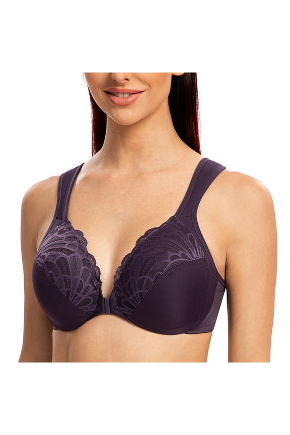Underwire Front Closure Bras for Women Purple 42F