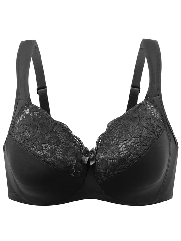 Underwire Minimizer Bra for Women Black 34E