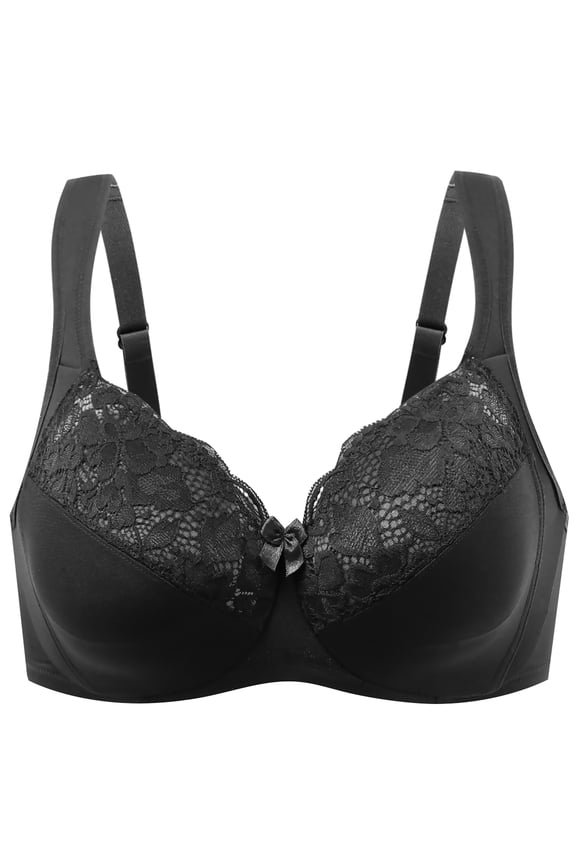Underwire Minimizer Bra for Women Black 38B