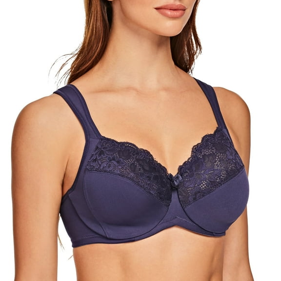 MELENECA Underwire Minimizer Bra for Women Blue 40B