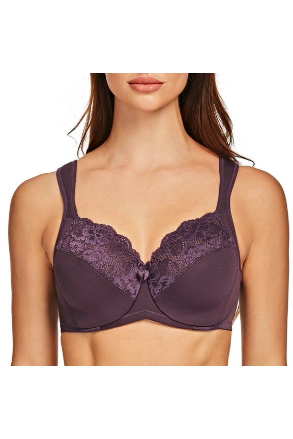 Underwire Minimizer Bra for Women Purple 34F