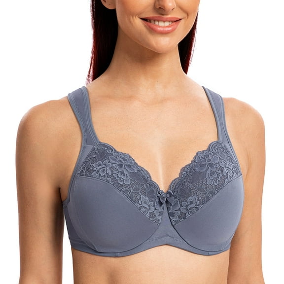 MELENECA Underwire Minimizer Bra for Women Slate Blue 42G