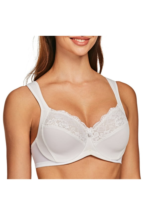 Underwire Minimizer Bra for Women White 36F
