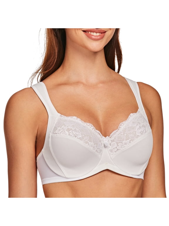 Underwire Minimizer Bra for Women White 44D