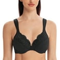 thumbnail image 1 of MELENECA Women's Comfort Straps Full Coverage Minimizer Plus Size Lace Underwire Bra Black 46F, 1 of 4